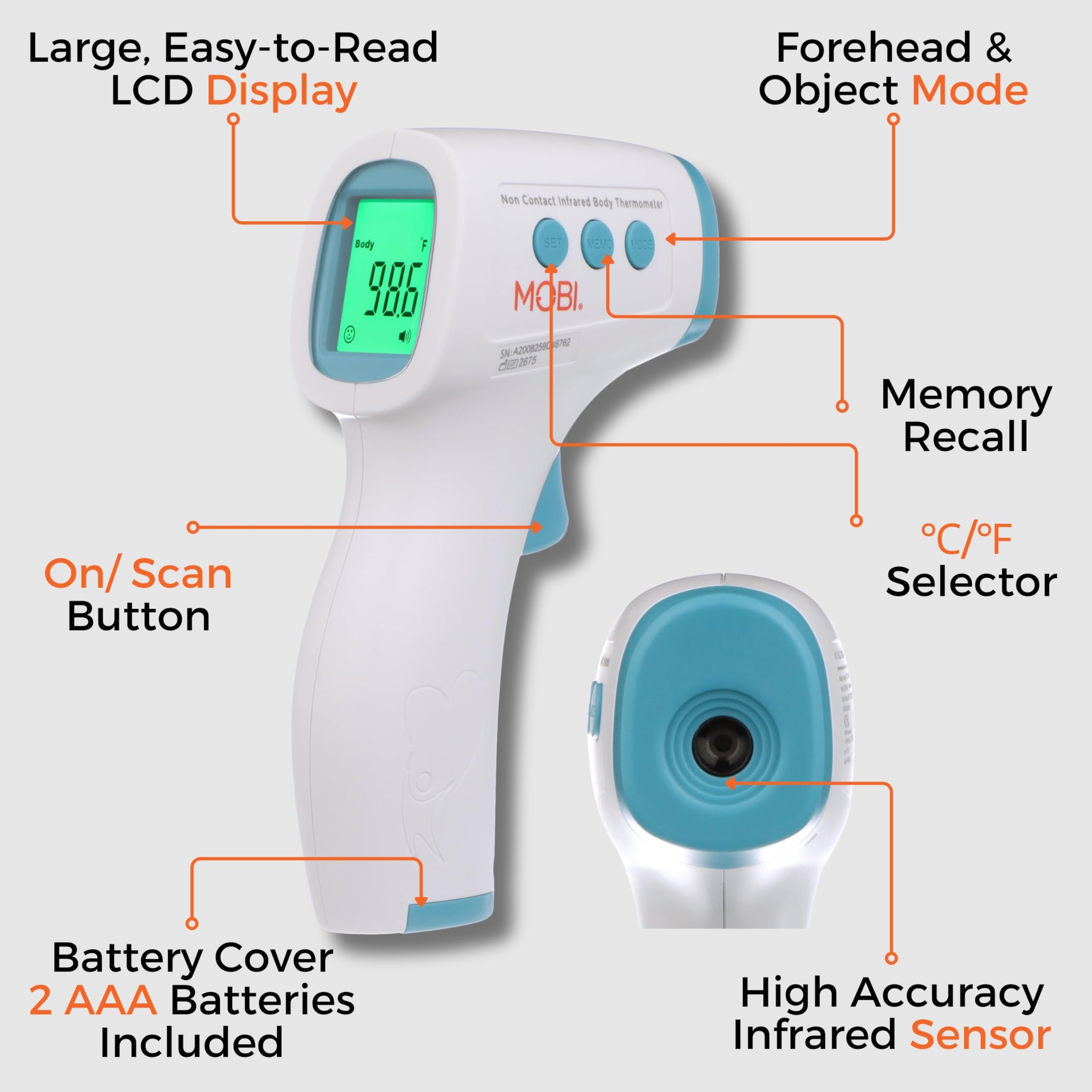 MOBI measures room and food temperatures for daily checks.