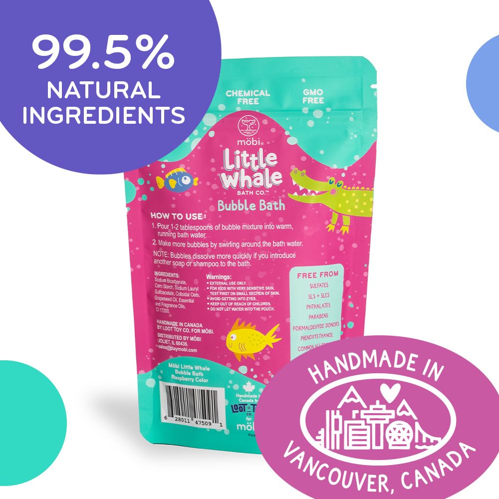 Happy child enjoying bath with MÖBI Little Whale bubble bath