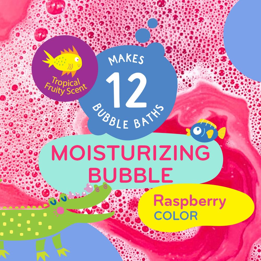 Raspberry-scented bubbles fill the tub for a fruity Little Whale bath