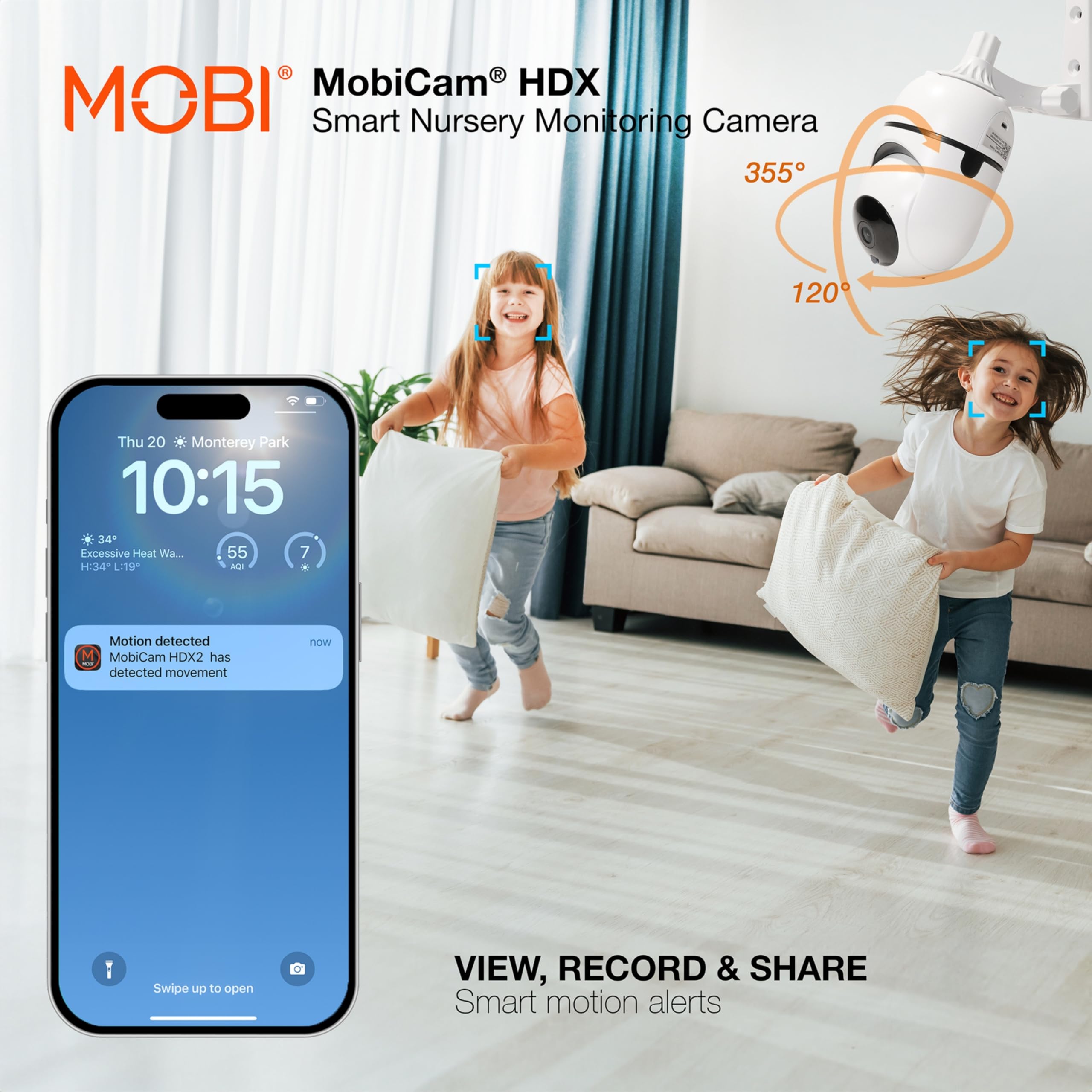 MOBI MobiCam Indoor Camera supports manual recording anytime.