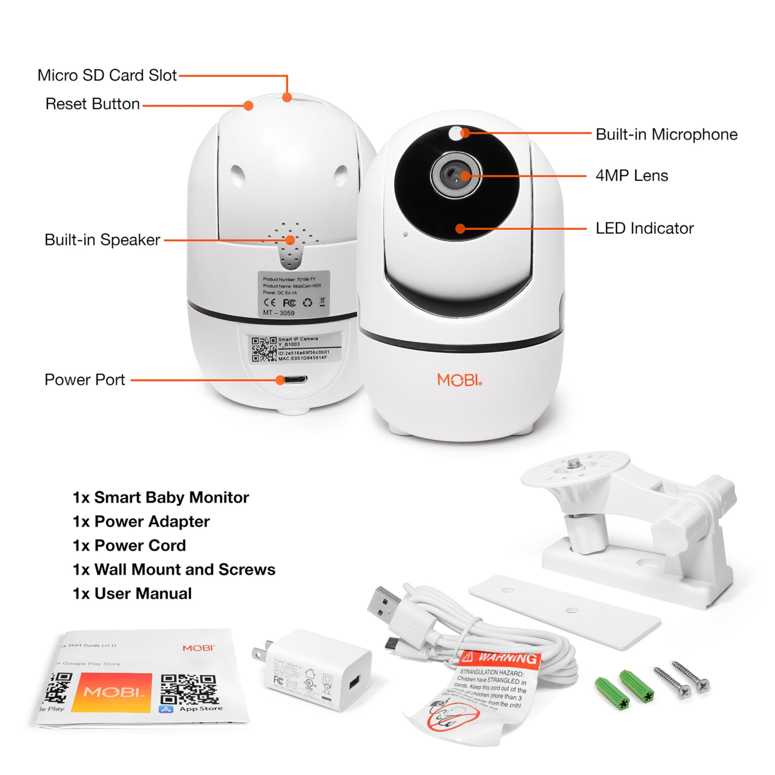 MOBI MobiCam Indoor Camera shows night vision clarity in the nursery.