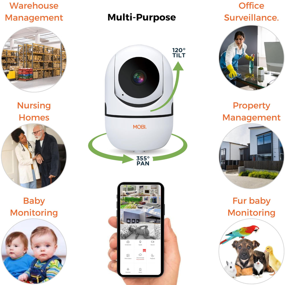 MOBI MobiCam Indoor Camera highlights motion areas with instant alerts.
