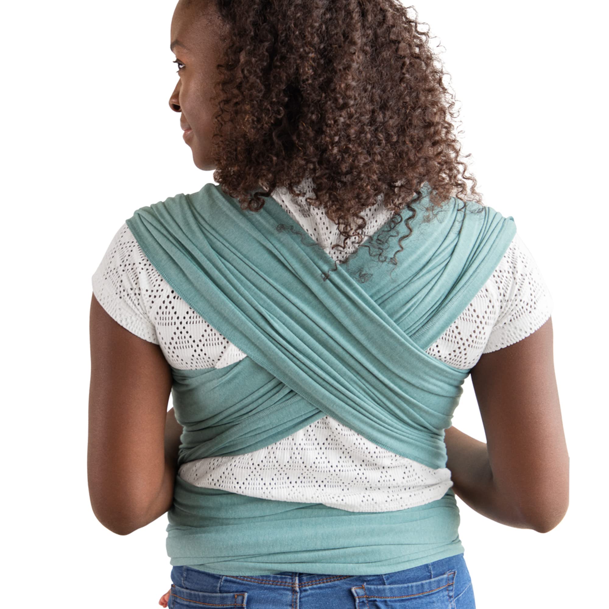 Moby Element Hydro wrap worn during a walk to illustrate on-the-go mobility.