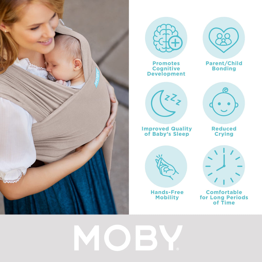 Moby Element wrap hip carry style for hands-free errands.