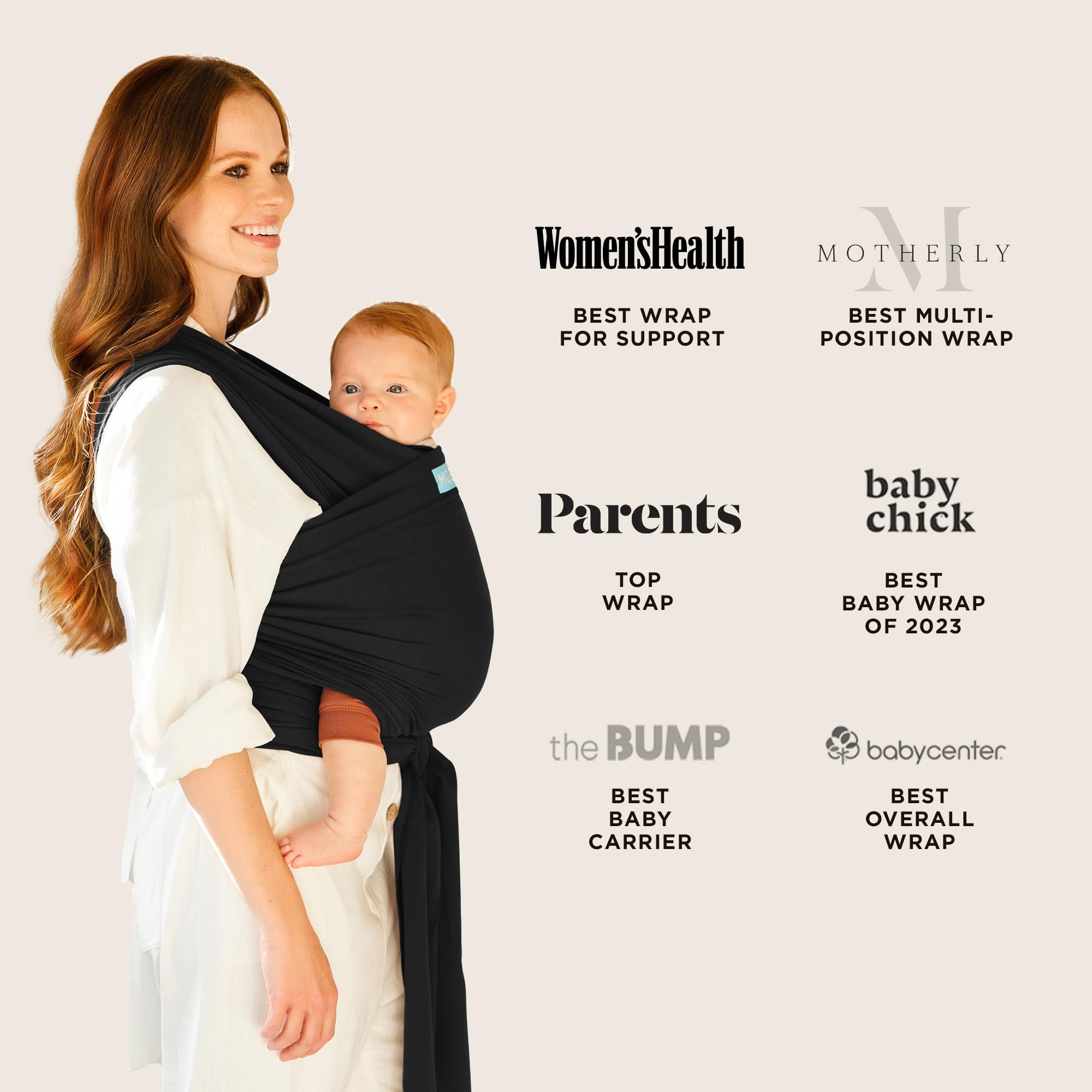 Moby Wrap Classic head support helps cradle baby's head.