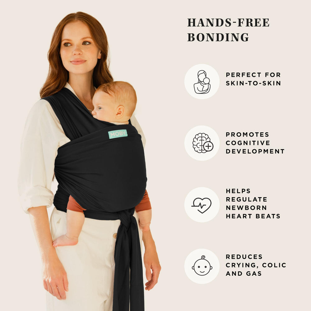 Moby Wrap Classic newborn hug style with snug wrap.