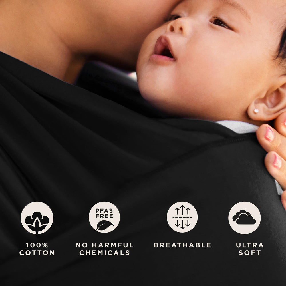Moby Wrap Classic side hip hold for ergonomic comfort.