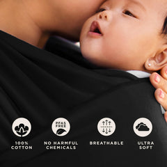 Moby Wrap Classic side hip hold for ergonomic comfort.