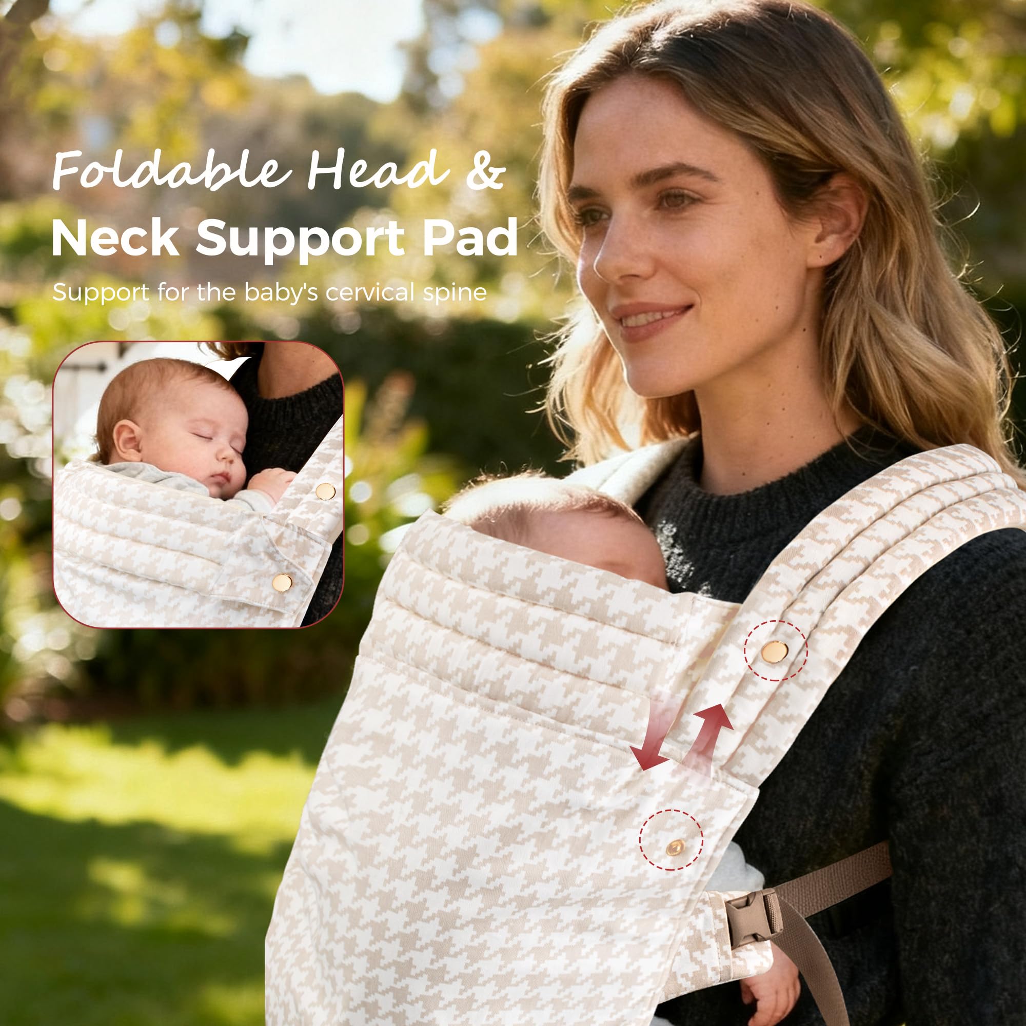 MOCKPOSE three-carry-positions system adapts to growing baby.