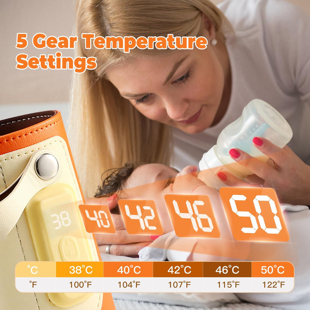 Moclever bottle warmer with LED display showing real-time temperature readings.