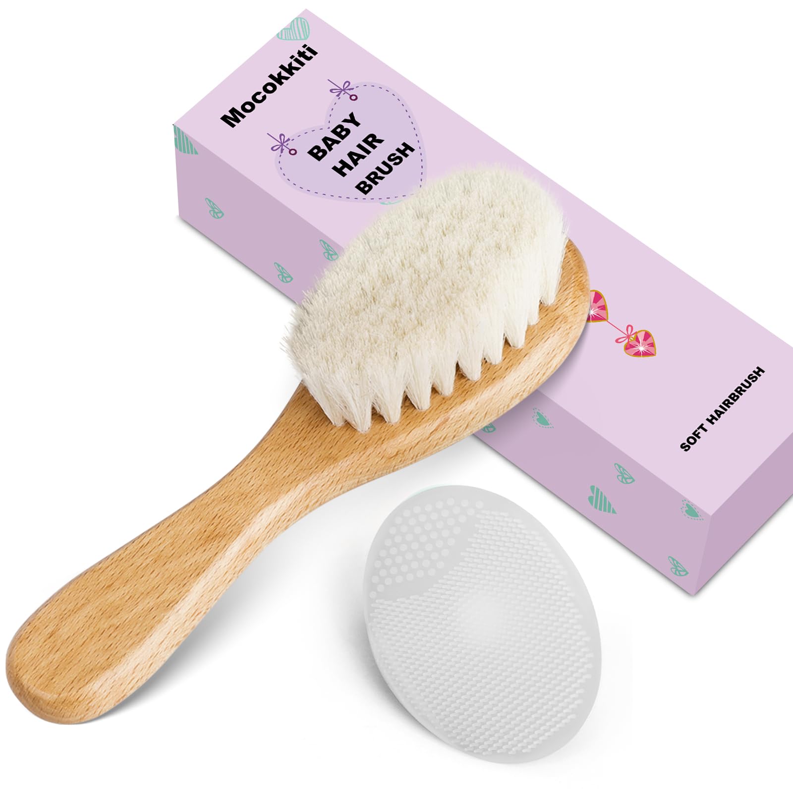 Mocokkiti cradle cap silicone brush in white for delicate cradle cap cleaning