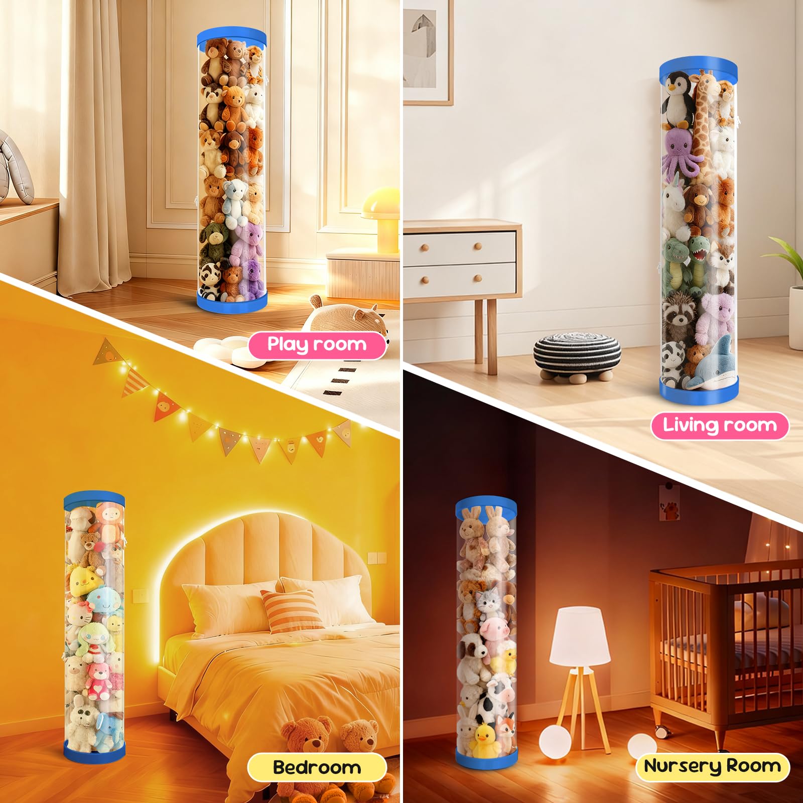 Mocuba space-saving tall storage tube keeps floors clear.