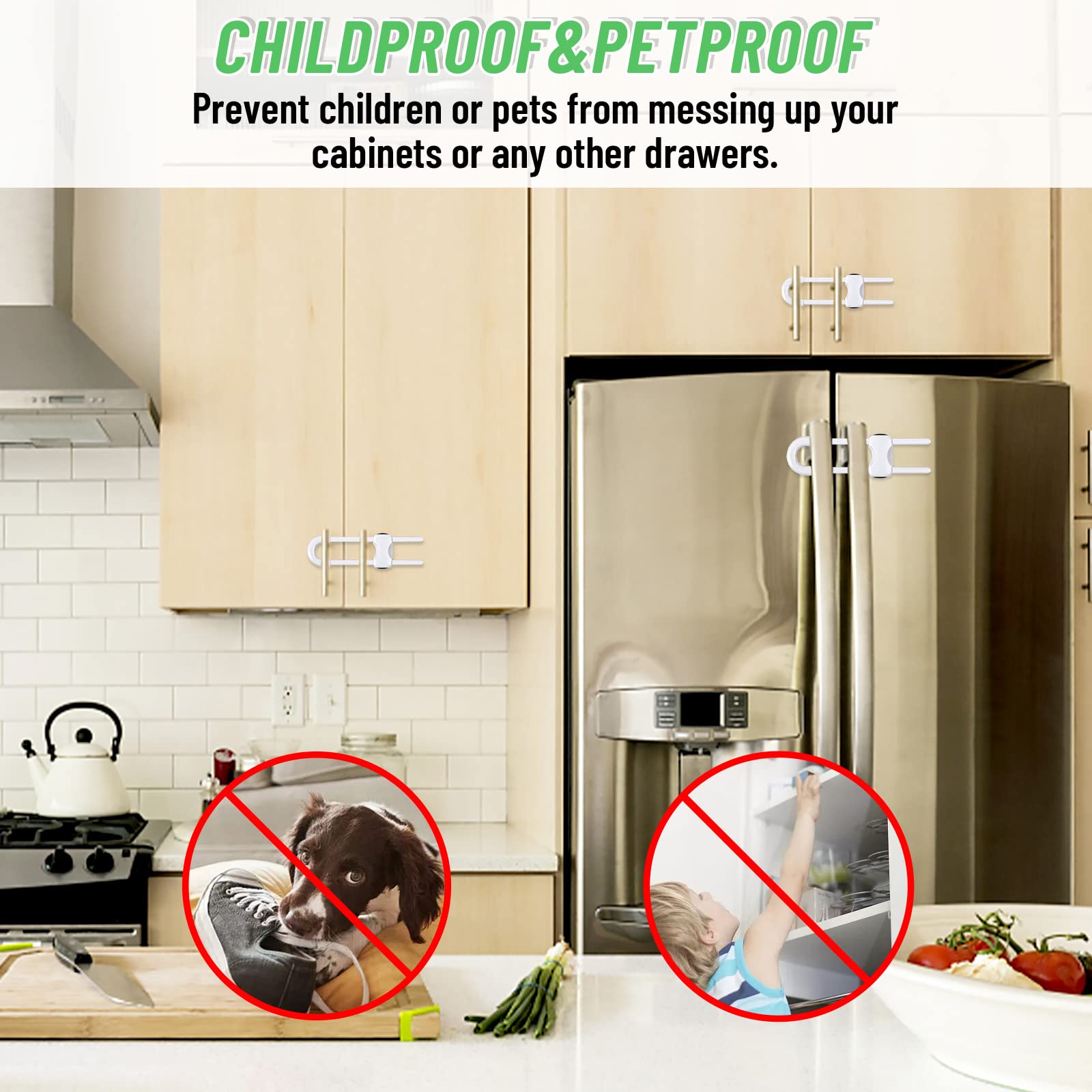 Modacraft cabinet lock in use on a drawer, showing child safety in action.