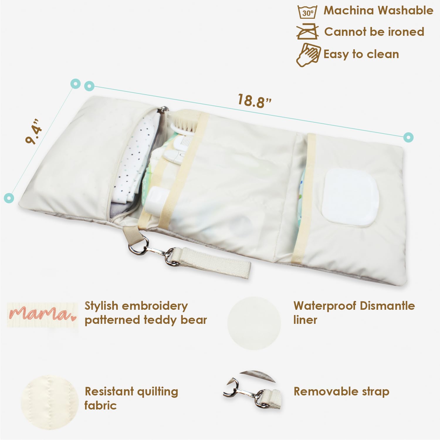 MODAKIDS large capacity travel set fits diapers, clothes, pacifiers