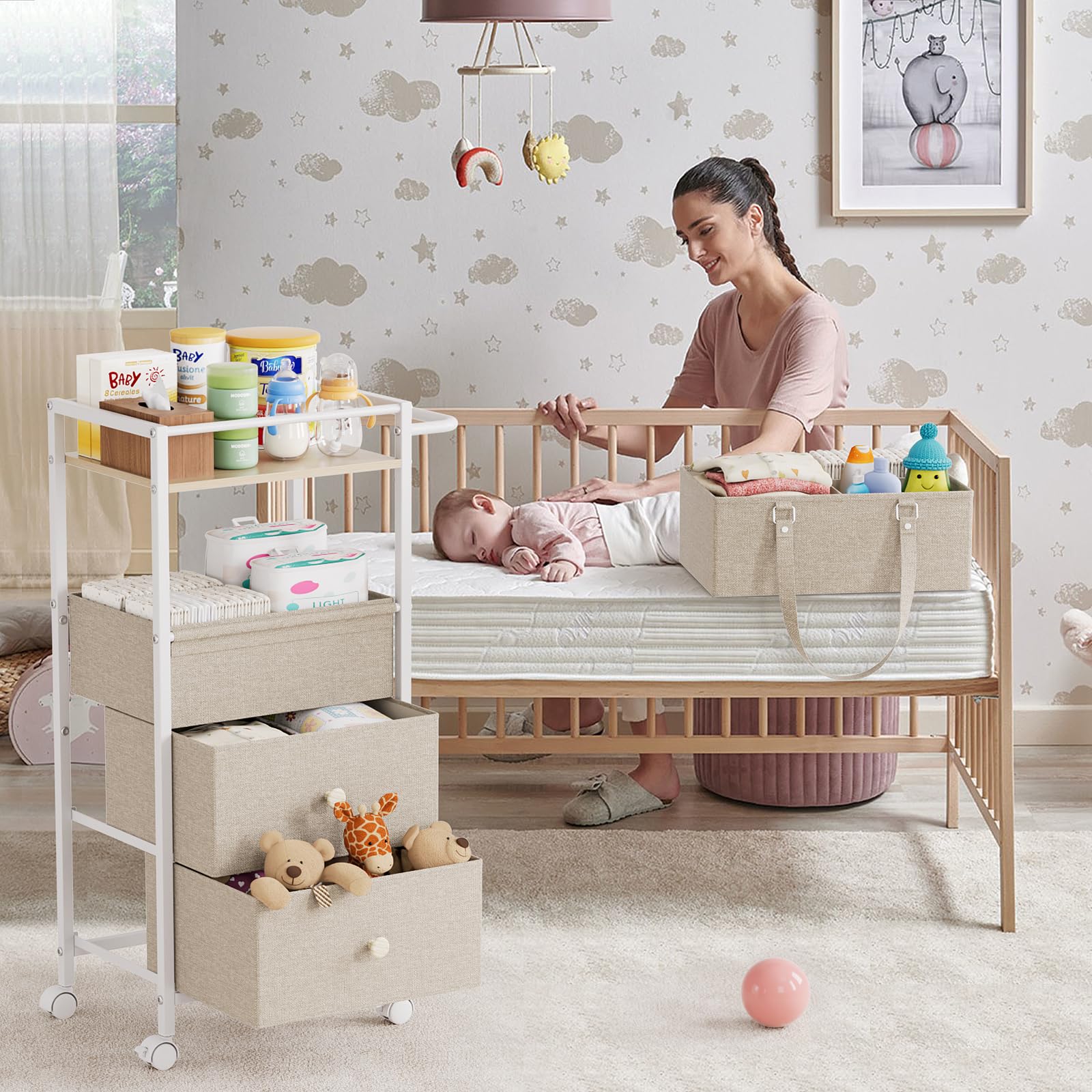 Modanais 3-in-1 rolling cart design shows integrated storage and mobility