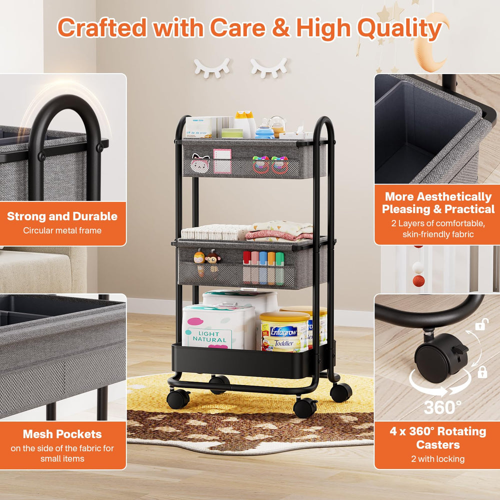 Modanais diaper caddy divides with detachable dividers to organize baby items.