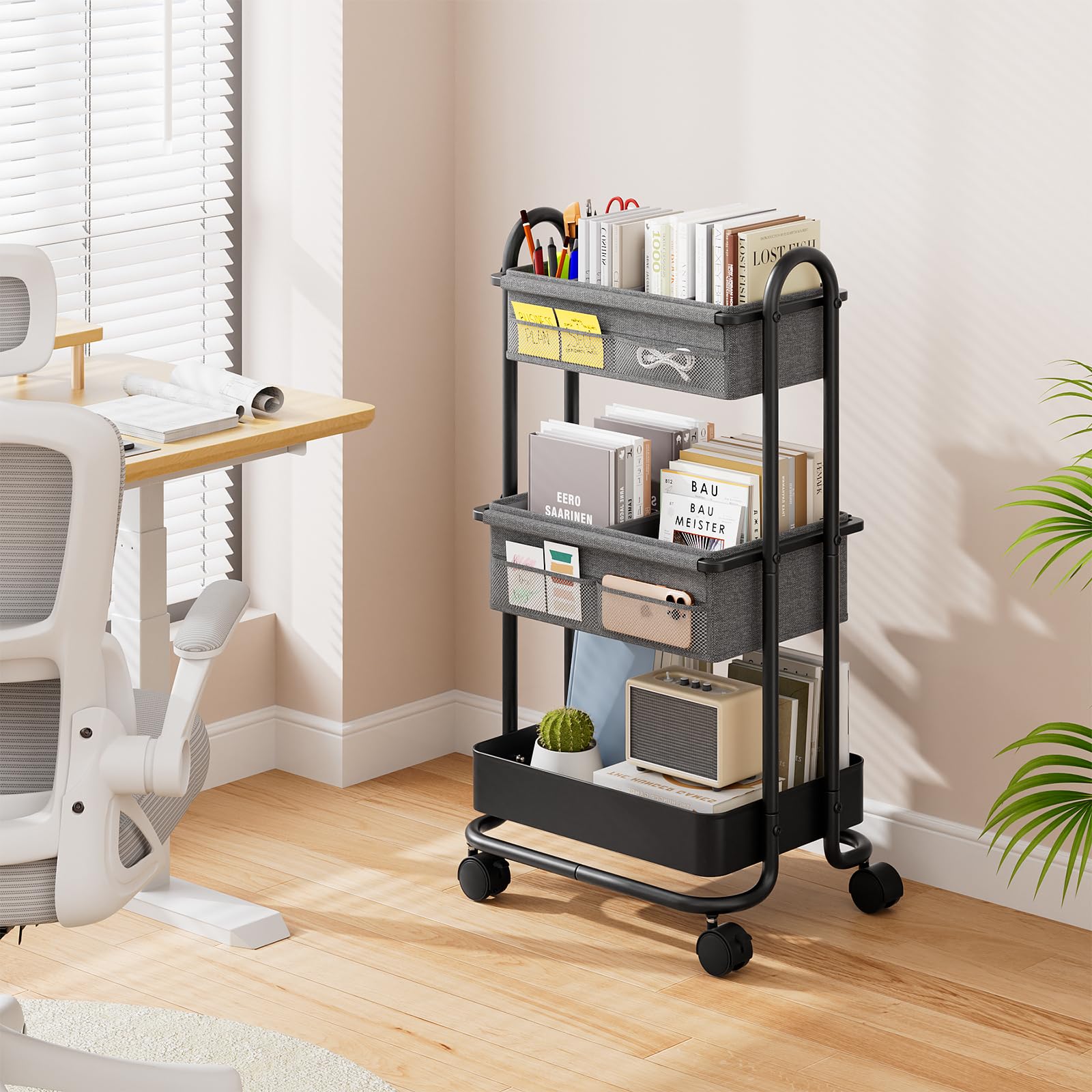 Modanais three-tier organizer doubles as art, craft, or snack cart.