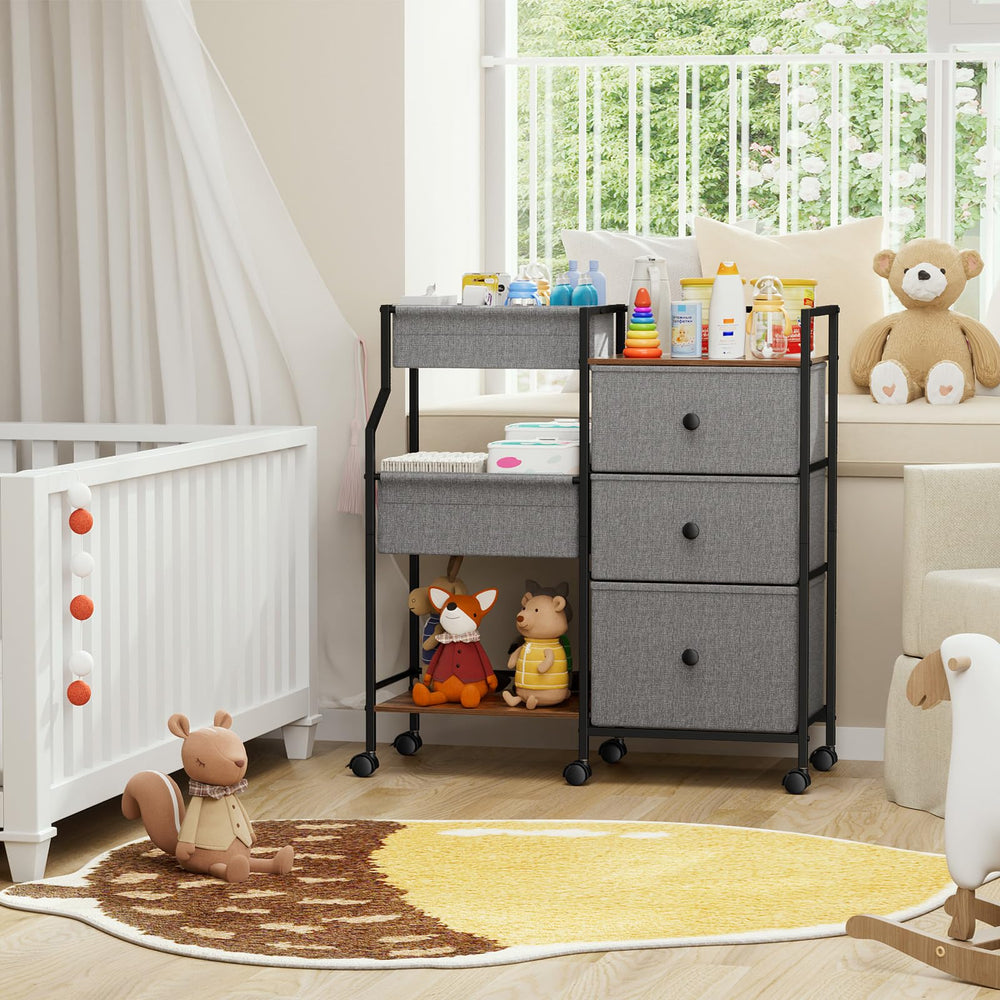 Modanais multiuse cart suitable as a dresser, changing station, or decorative surface.