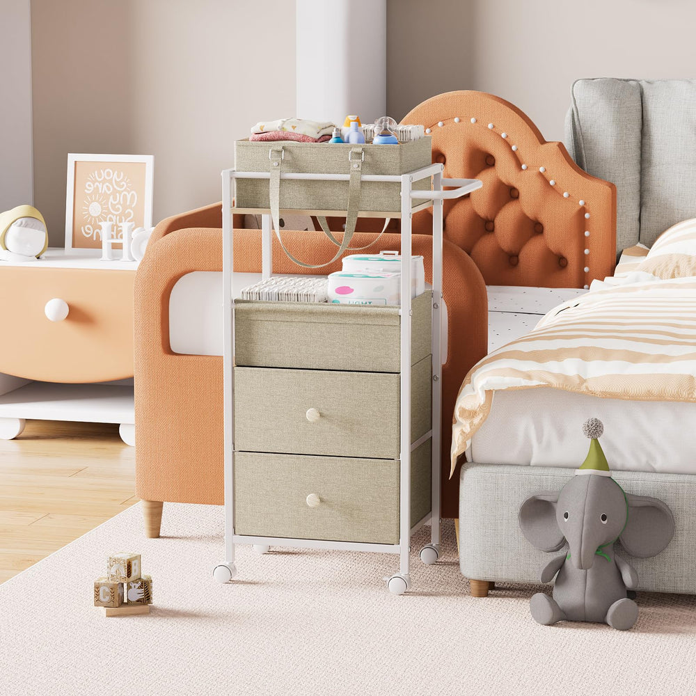 Modanais portable diaper organizer placed near crib for tidy storage