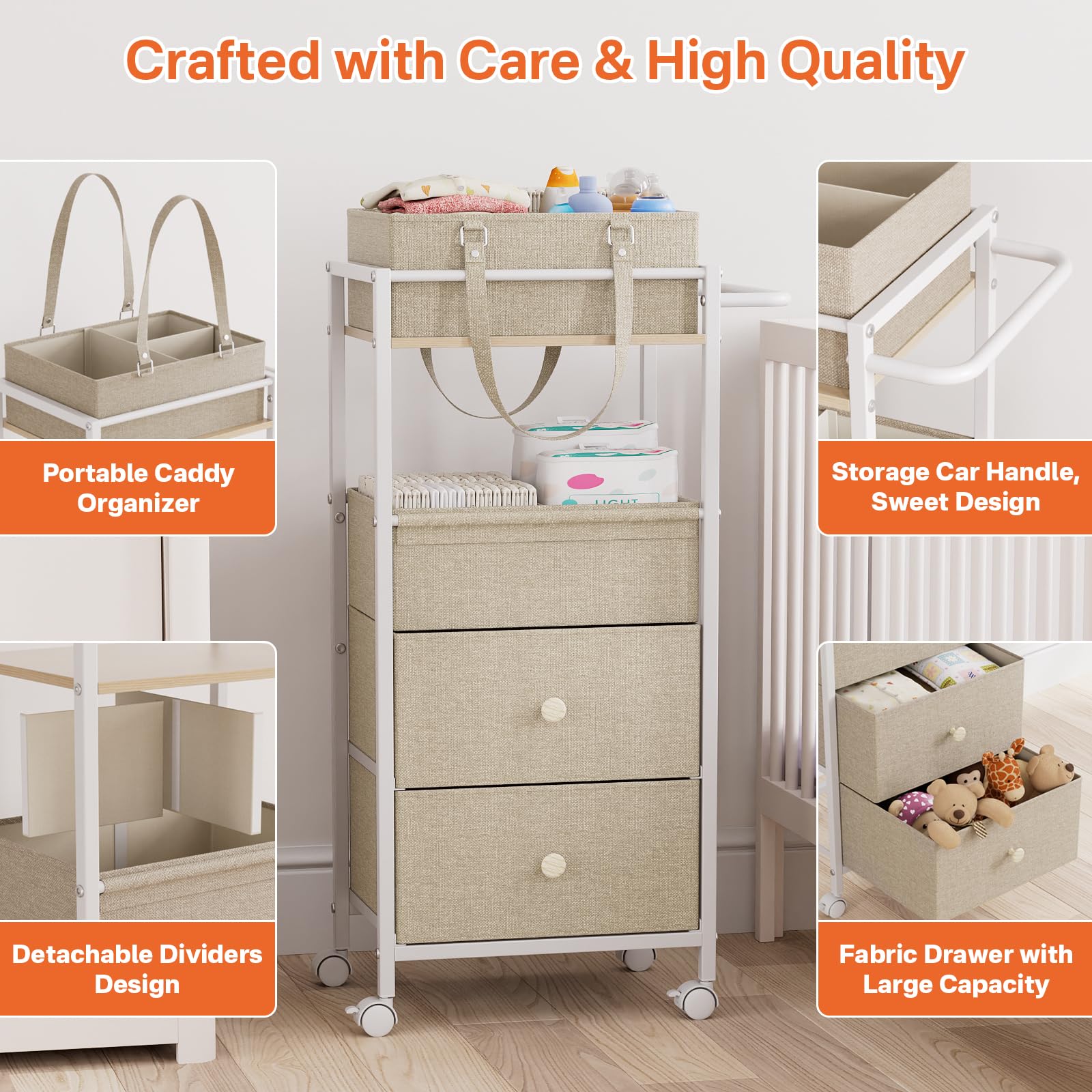 Modanais removable diaper caddy detached for standalone use