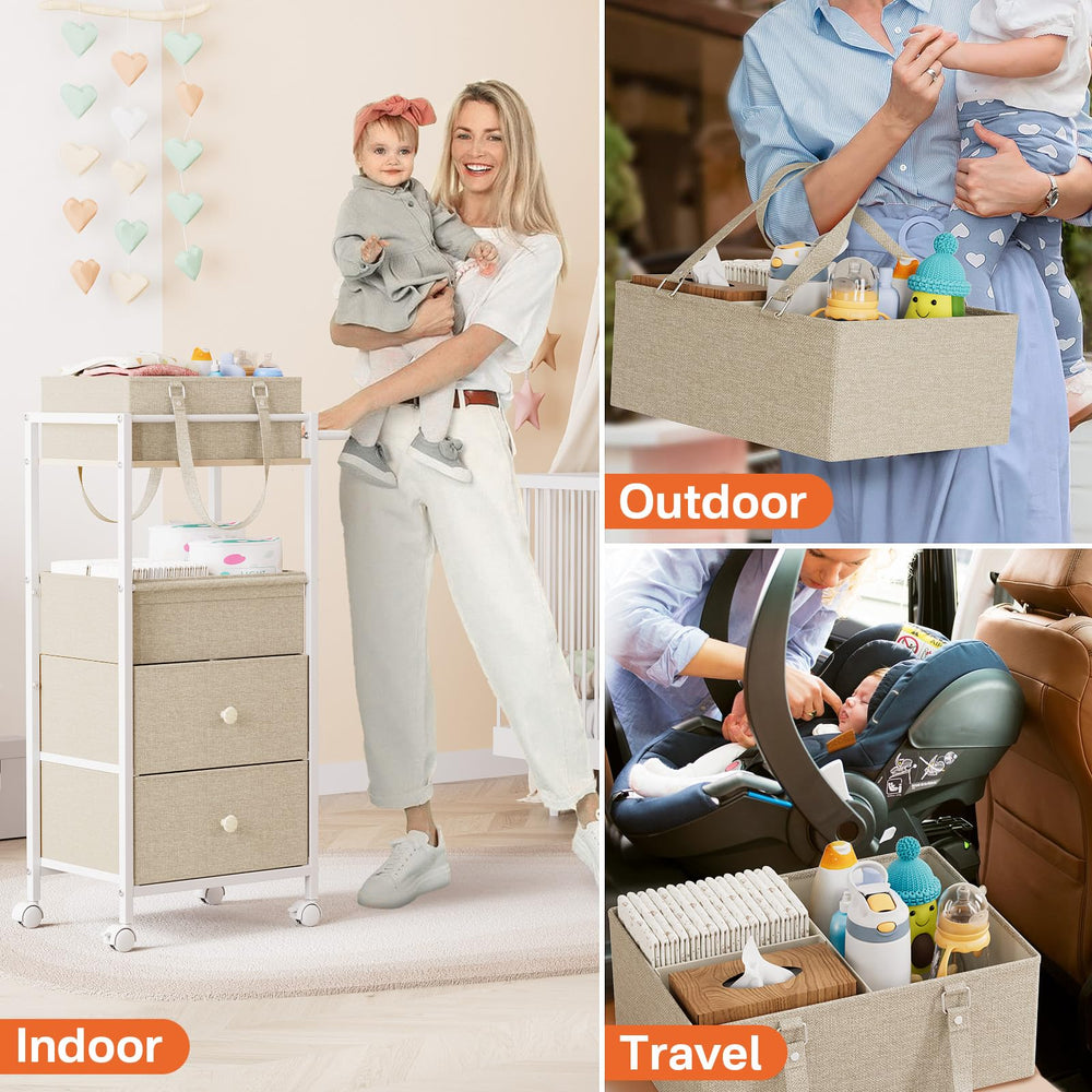 Modanais rolling cart with 360-degree wheels and locks for easy movement
