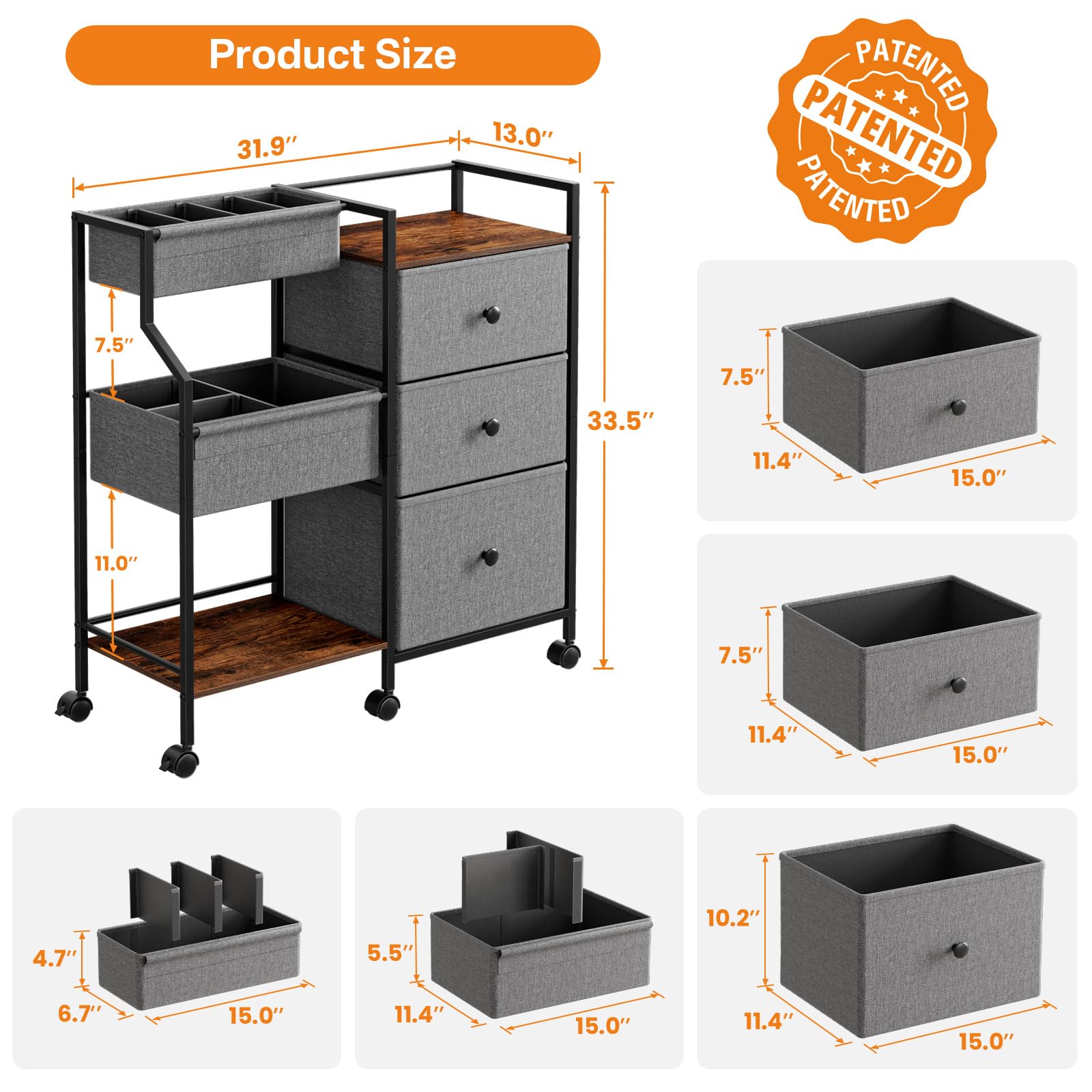 Modanais rolling nursery cart with wheels for easy, smooth room-to-room transport.