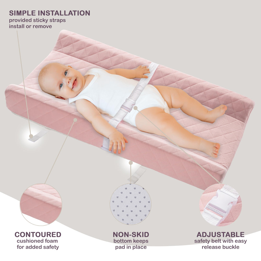 Modera changing pad waterproof mattress with contoured walls keeps surfaces clean and dry