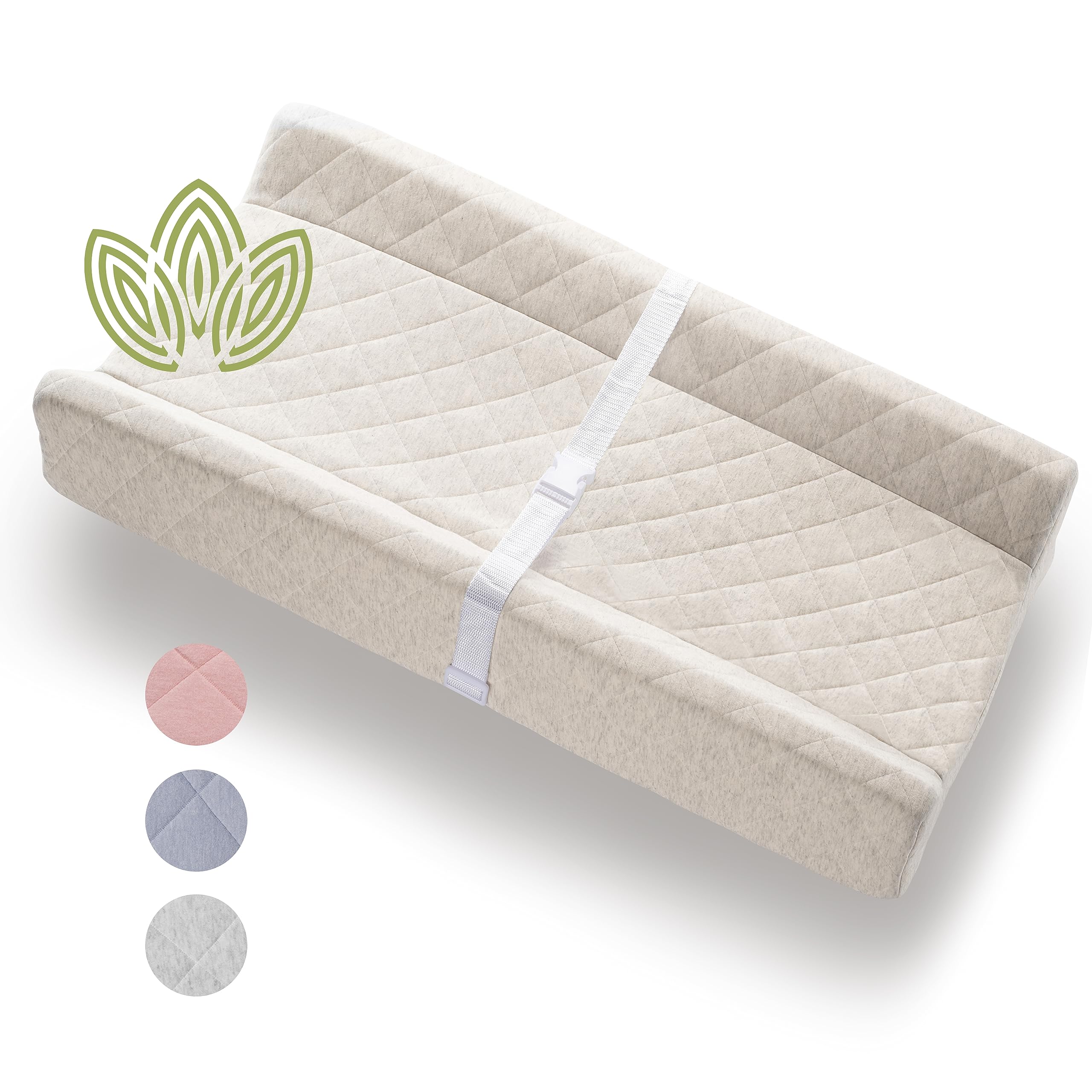 Modera organic cotton contoured changing pad for soft diaper changes with secure fit
