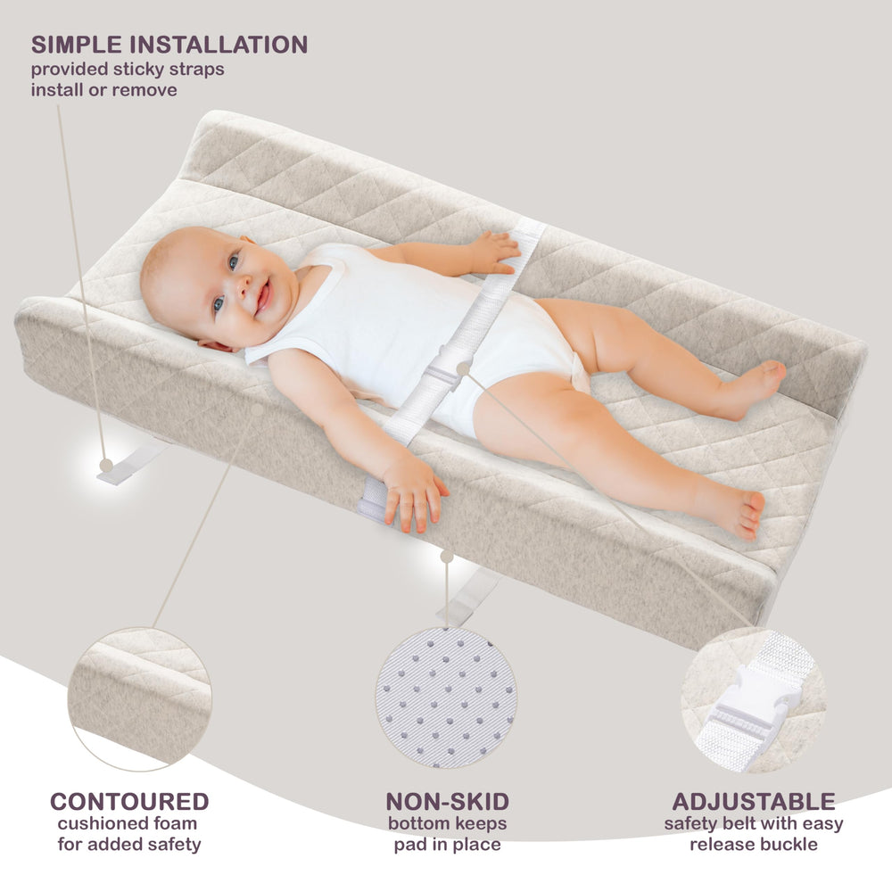 Modera removable organic cotton cover is machine washable for easy care