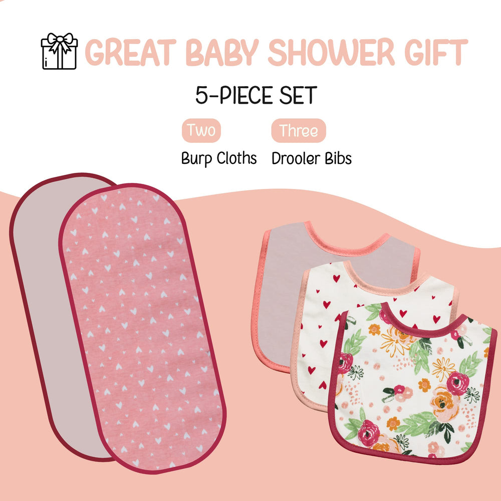 MODERN BABY adjustable hook-and-loop closure on bibs up to 12 months.