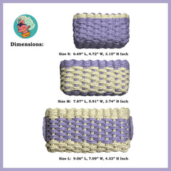 Three CALM baskets stacked together by Modern Granny for compact organization