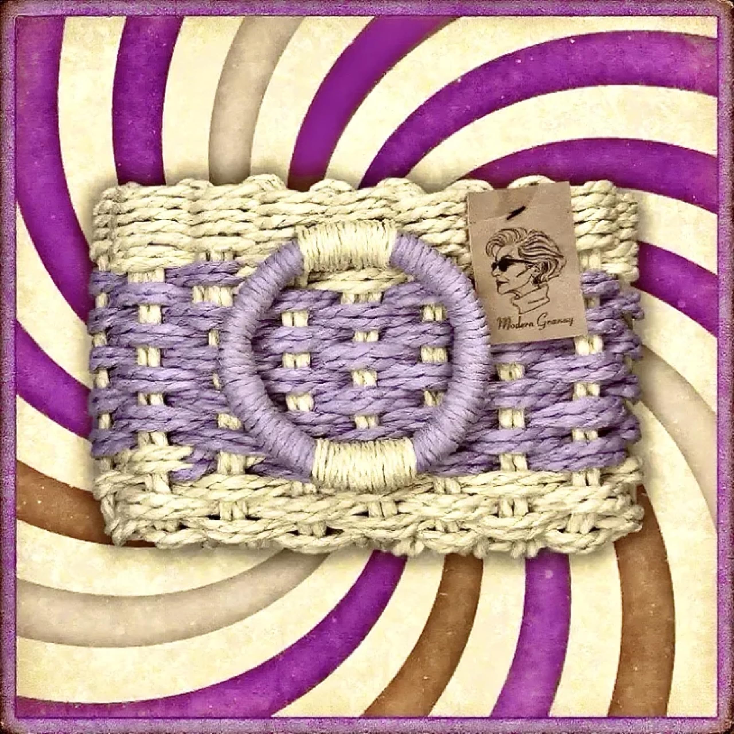 Modern Granny CALM basket on dresser used for cosmetics and small items