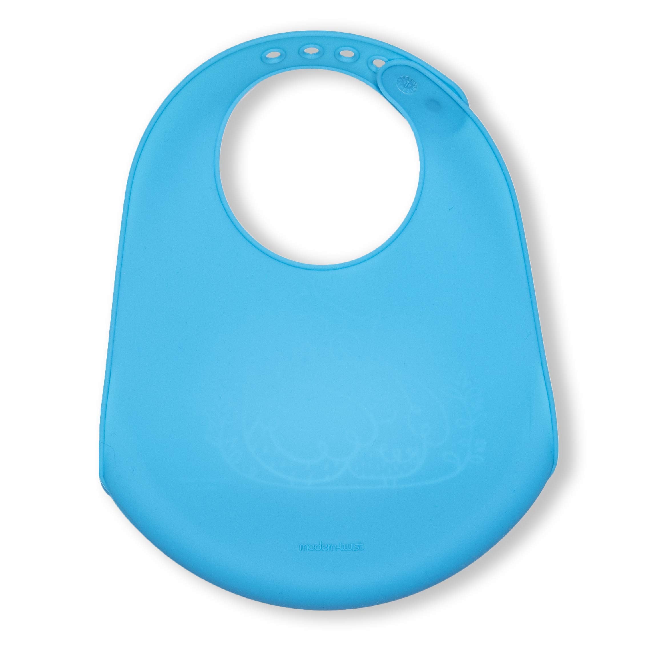 MODERN-TWIST bucket bib rolled up for compact storage and travel