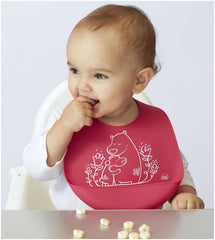 Modern-Twist bucket bib stays waterproof and easy to clean after meals.
