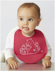Modern-Twist silicone baby bib folded for compact storage and travel.