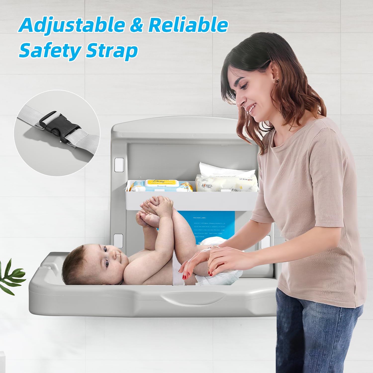Modundry smooth contoured surface supports infants safely during diaper changes.