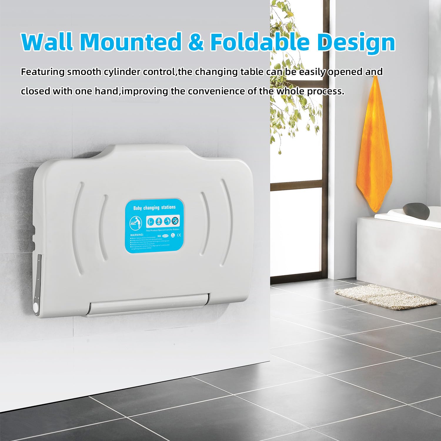 Two hooks by Modundry keep diaper bags off the floor for quick access.