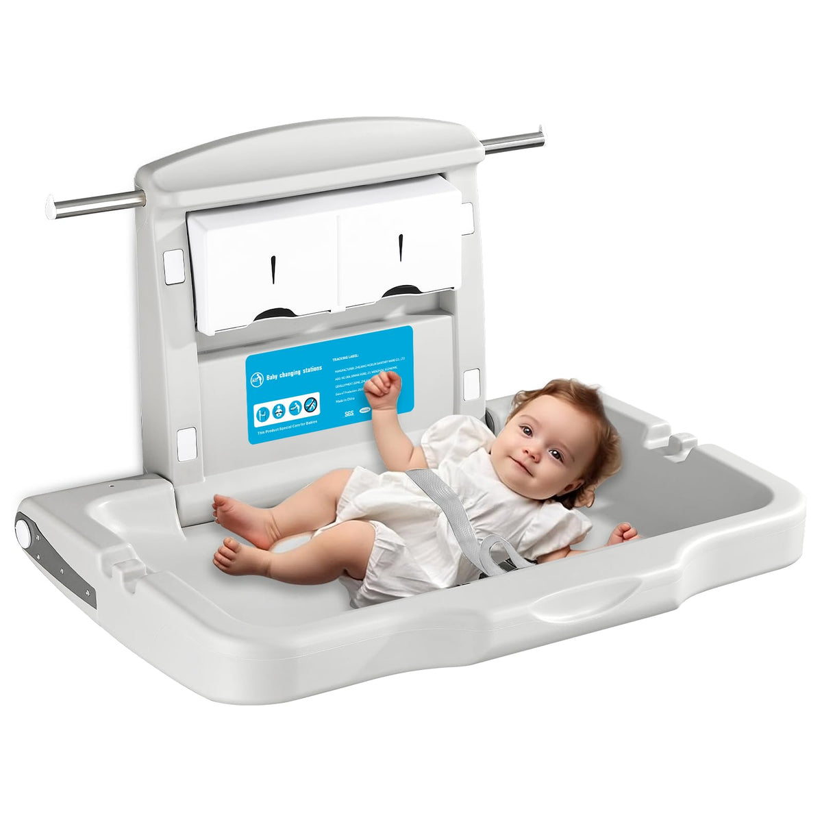 Modunful baby-changing-station wall-mounted folded saves space in busy restrooms