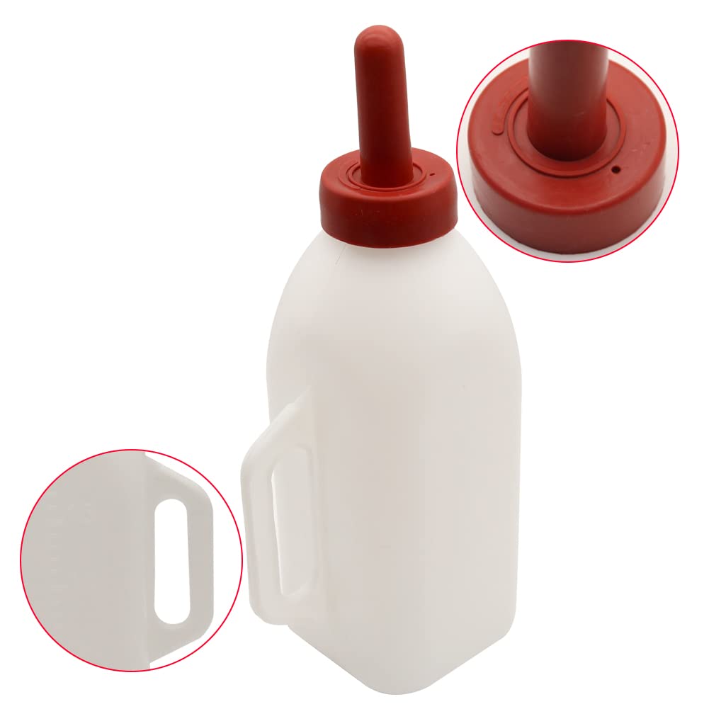 MODUODUO 2.11 qt bottle tilted for steady flow to calves