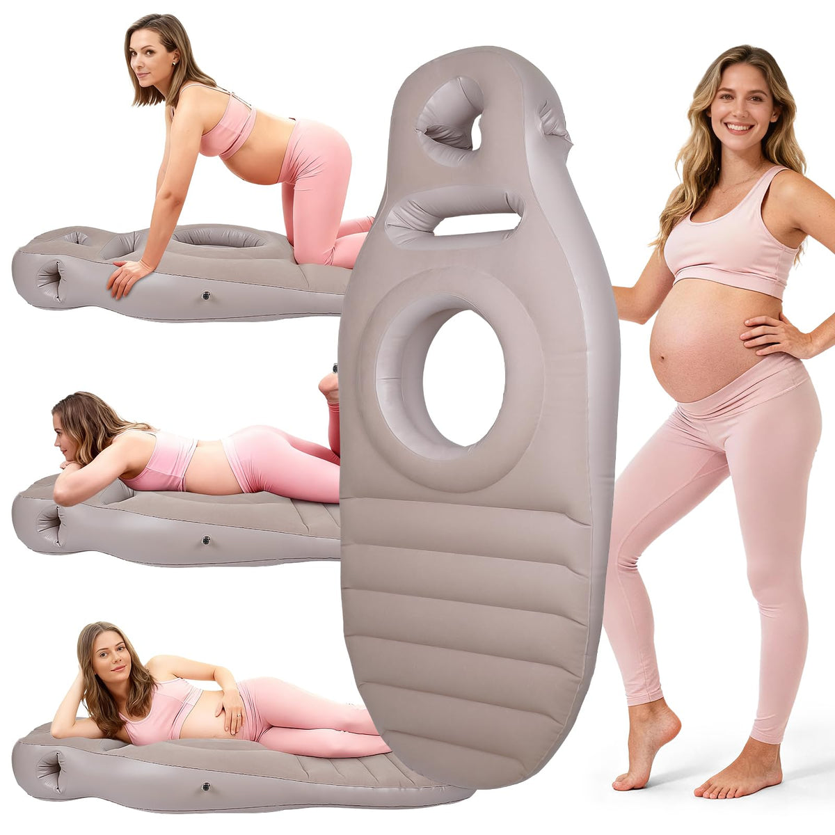 MOELUM belly hole design for comfortable stomach sleep and belly support.