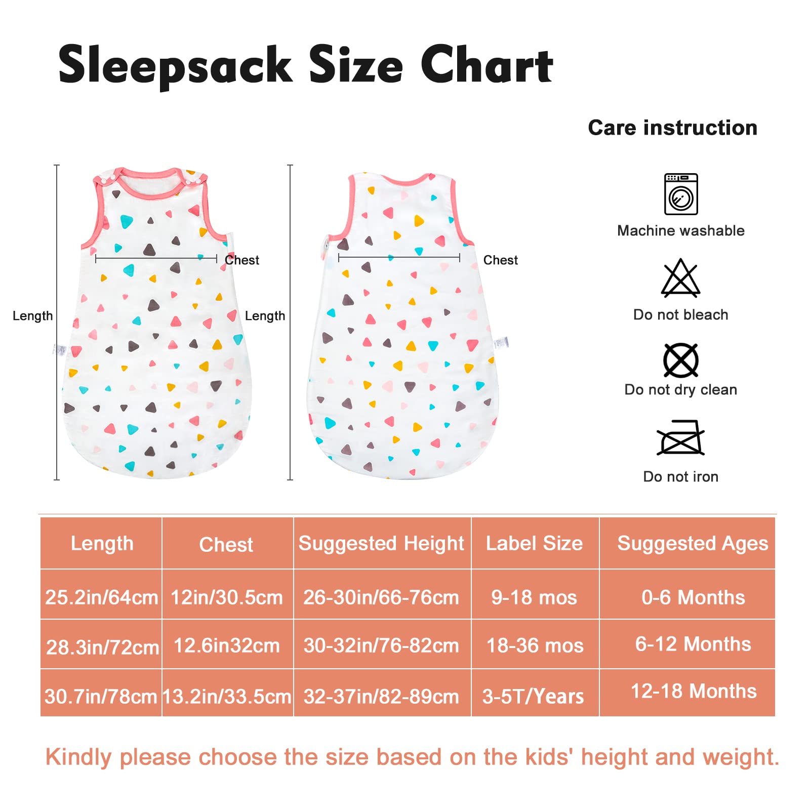 MOEMOE BABY size-height-chart helps find the best early-stage fit.
