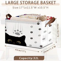Mogifedc Black Cat storage basket collapsible feature shown in folded form for space-saving storage.