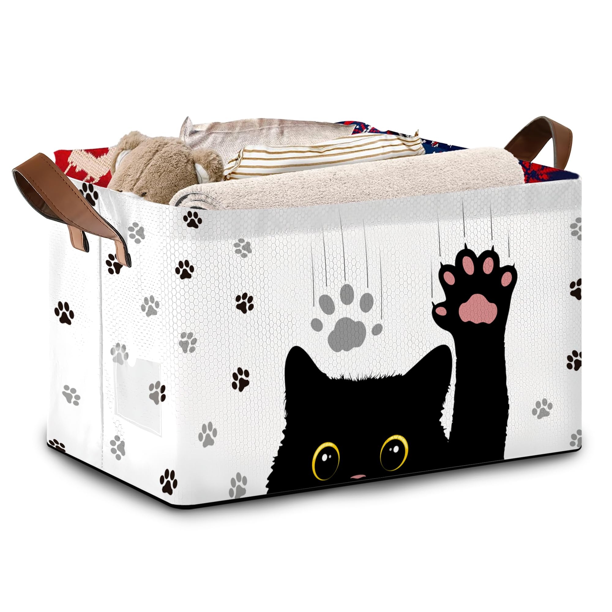 Mogifedc Black Cat storage basket front view highlights sturdy construction and large capacity.