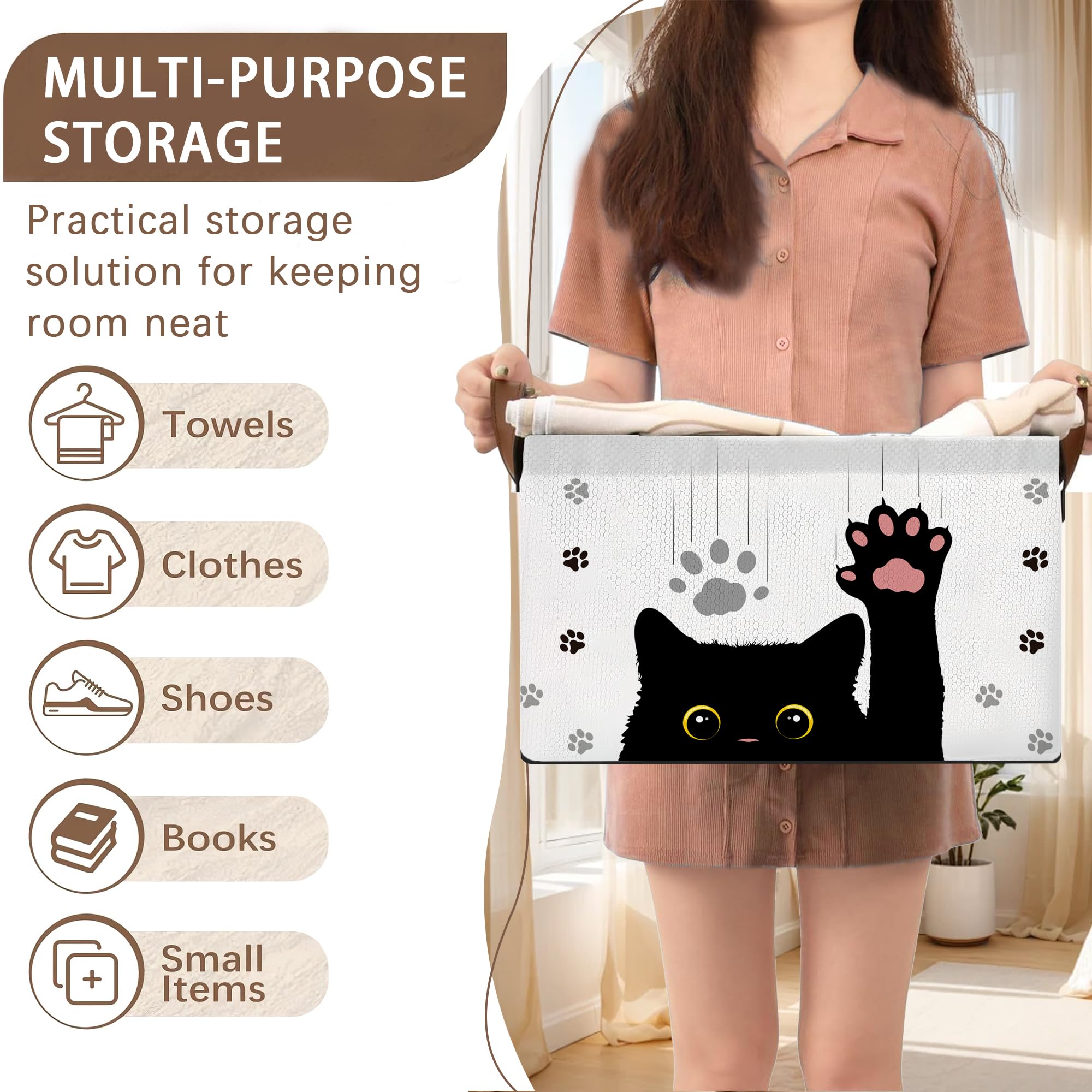Mogifedc Black Cat storage basket side view shows top and side wires for shape and support.