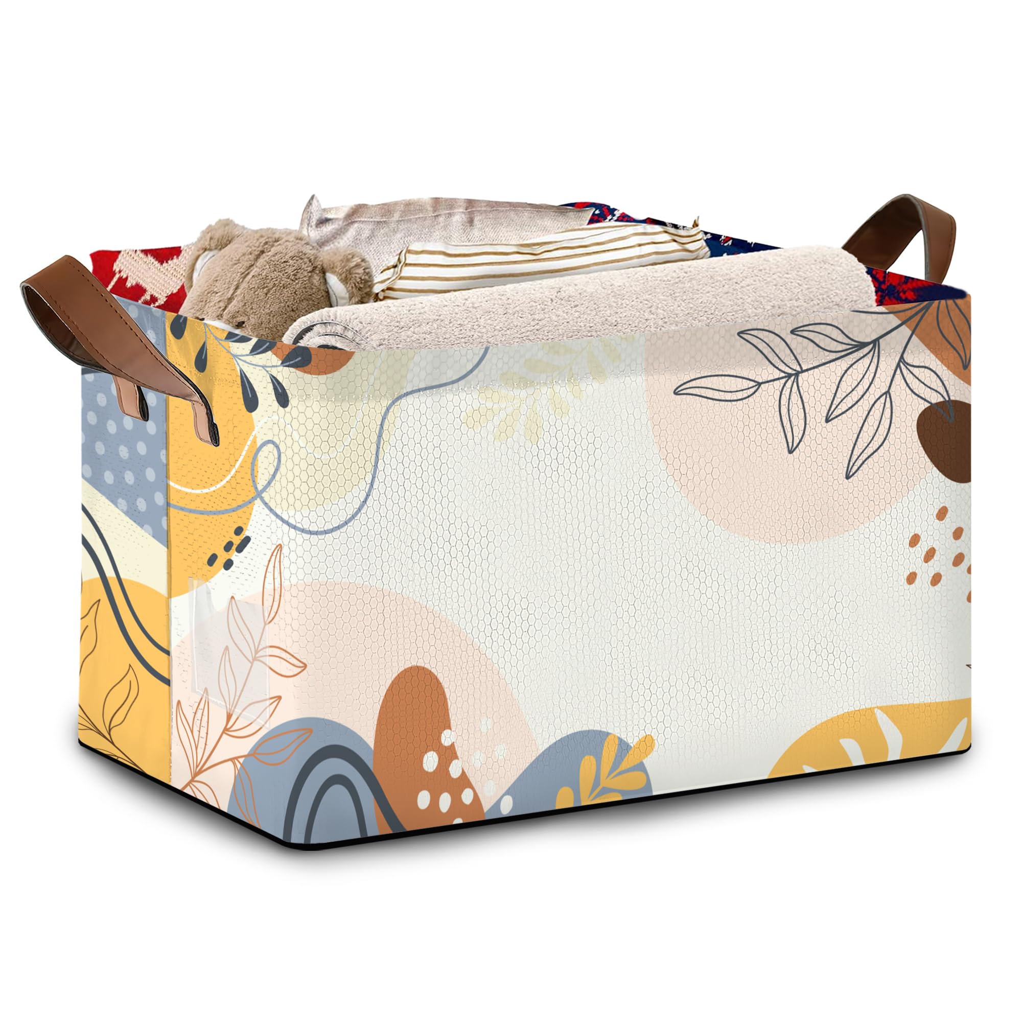 Mogifedc Boho Floral storage bin front view, stylish organizer for everyday items.