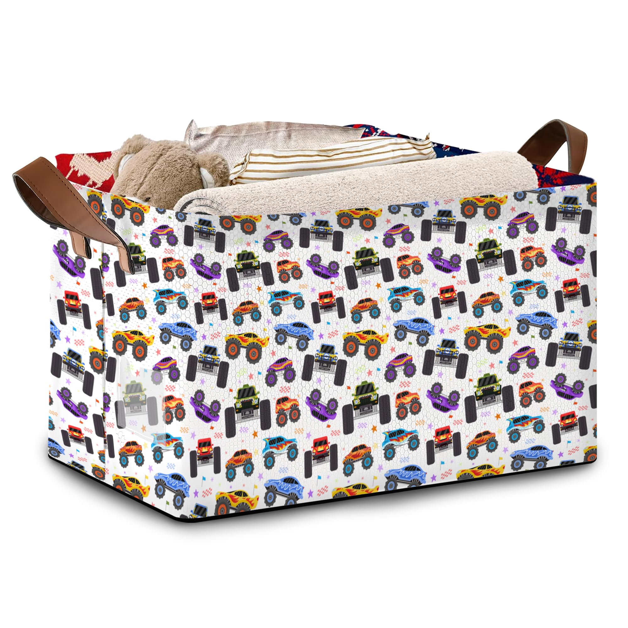 Mogifedc Cartoon Cars Storage Basket large for bedroom organization and clutter reduction.