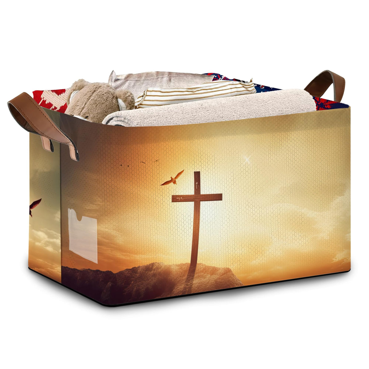 Mogifedc cross-pattern basket full-size helps keep living spaces organized and clutter-free.