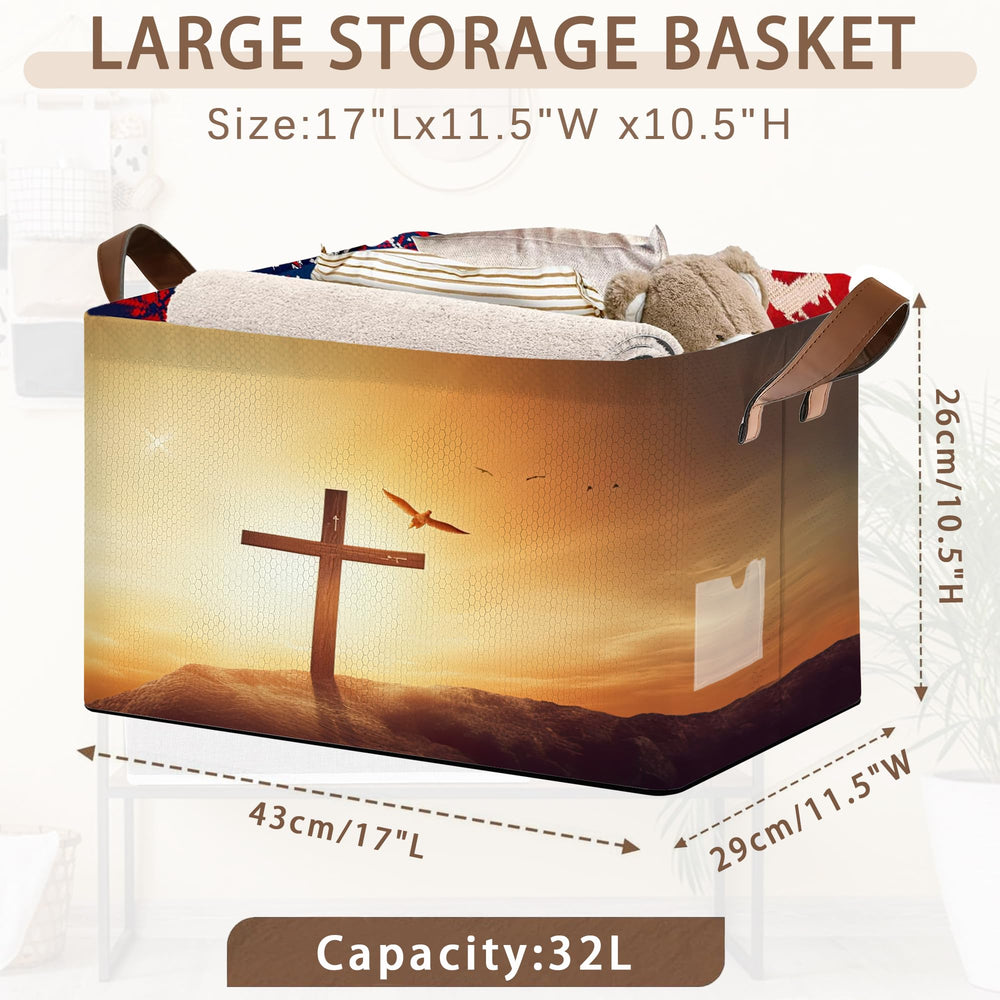 Mogifedc cross-pattern basket leather-handles enable easy transport around the home.