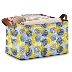 Mogifedc Floral Chrysanthemum Storage Basket front view for stylish living room organization.