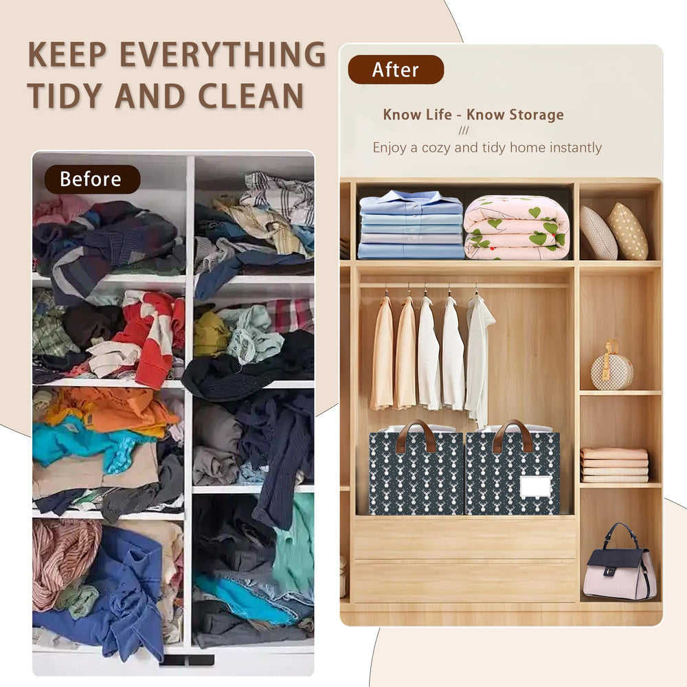 Mogifedc Forest Deer Basket in a bedroom demonstrating versatile organization